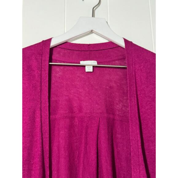J. Jill XL Petite Linen Blend Open Cardigan Sweater Magenta 3/4 Sleeve Knit - Picture 6 of 6